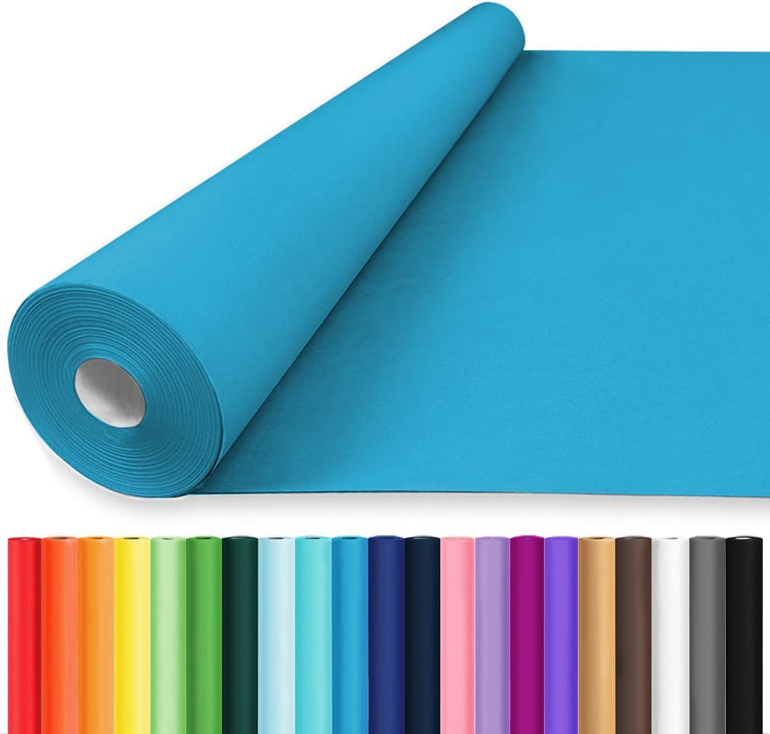 Vanhench 17.8"x1500" (125') Lake Blue Wrapping Paper, Solid Color Art Kraft Craft Paper for Birthday Gift Wrapping/Poster Bulletin Board, Floral Bouquet Flower Crafts Packing, Moving Supplies