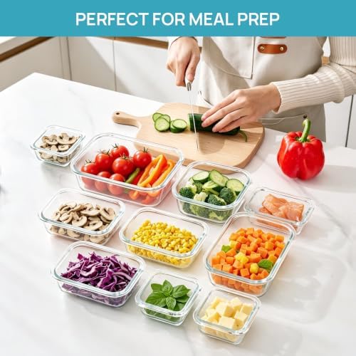 Vtopmart 10 Pack Glass Food Storage Containers with Lids Green - Image 3