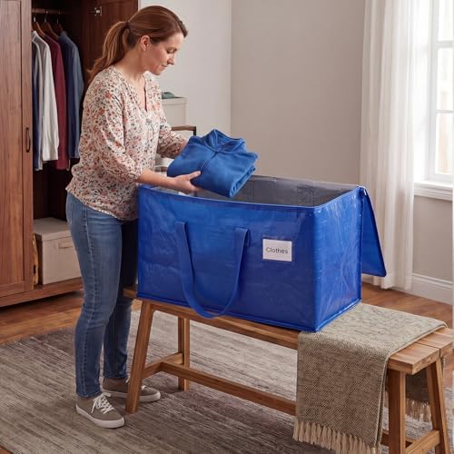 KYODOLED 8 Pack Blue Moving Bags, 24 Gal Large Storage Totes for College - Image 7