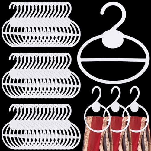 FoldTier 50 Pcs Scarf Hanger Plastic Holder Organizer Space Saving Scarf Organizer Clothes Hanger for Scarves Headscarves Clothing Sorting Storing (White) by FoldTier