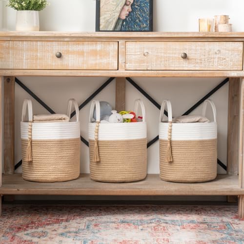 Mkono Woven Storage Basket for Blanket, Toys Plant Organizer, 11"W x 11"L - Image 2