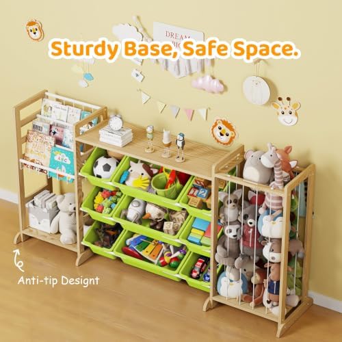 65" Large Toy Storage Organizer with Bookshelf and Stuffed Animal Storage - Image 4