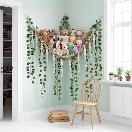 Suncalla 1 Pcs Toy Storage Net for Stuffed Animals Wall Hammock, Green - Image 2
