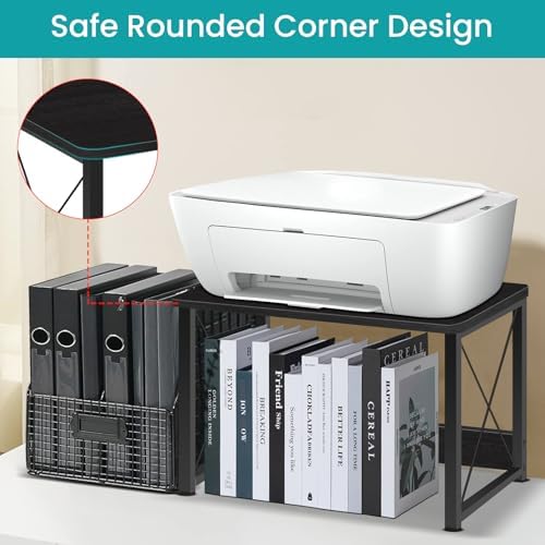 ELITEROO Desktop Printer Stand with Storage, Table Stand Small Desk Shelves - Image 3