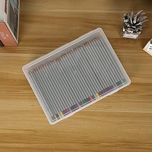 BTSKY Clear Plastic Storage Box with Flap Lid,4 Pack Medium-10.8"x7.9"x2.1" - Image 3