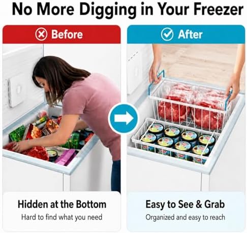 iSPECLE Deep Freezer Organizer Bins - Small Baskets for 7 Cu.Ft, 6 Pack - Image 3