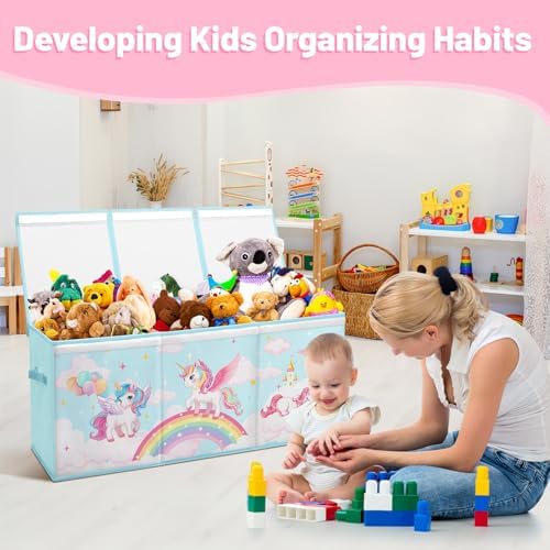 Toy Storage Box with Lids Extra Large Collapsible Toy Box Chest for Kids - Image 7