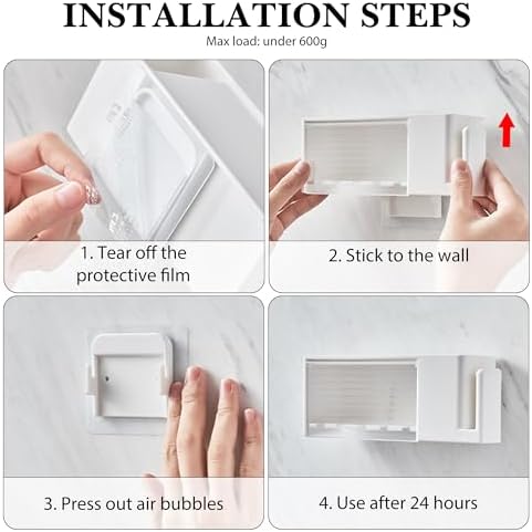 Linkidea 5-Slot Wall Mount Waterproof Toothbrush Holder for Bathroom, Plastic Organizer for Toothpaste, Compatible with Oral-B CrossAction, Colgate Renewal Manual Toothbrush (White) - Image 6