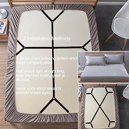 Bed Sheet Holder Straps - Sheet Straps Adjustable Bed Sheet Clips Fasteners Keep Sheets Stays in Place,2Pcs/Set Black - Image 2