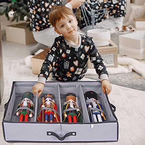 ProPik 2 Pack Christmas Figures Storage Box | Each Holds 4 Holiday Figurines up to 16” | Adjustable Nutcracker Decor Ornament Storage Container | Xmas Decorations Accessories Boxes (Gray) - Image 5
