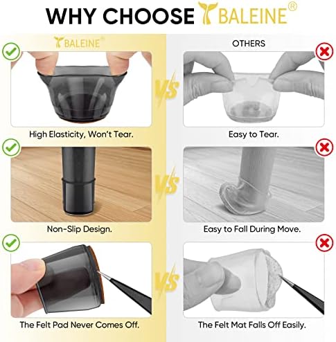 BALEINE 32PCS Silicone Chair Leg Floor Protectors for Hardwood Floors - Image 3