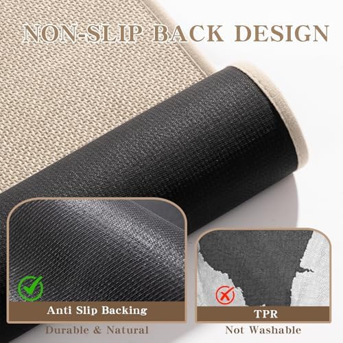 chakme Bathroom Rugs Mat 47x25, Ultra Thin Non Slip Bath Mat Large Quick Dry Absorbent Bath Mat for Bathroom Floor, (Light Beige, 47"x25") - Image 5