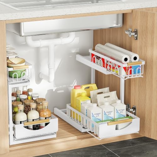Under Sink Organizer and Storage for Bathroom and Kitchen - 2 Pack 2 Tier by Aekenr