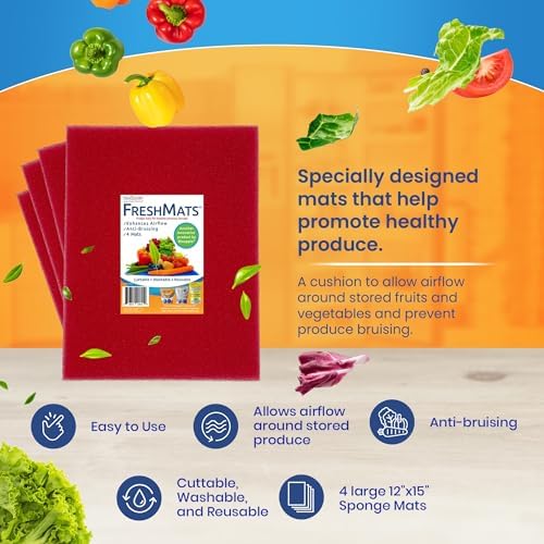 Bluapple FreshMats Fridge Shelf Liners, Red, 12x15, Set of 4 Mats - Image 4
