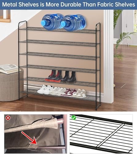 KEETDY Large Shoe Rack 6 Tier Organizer Tall Metal Shoe Organizer for Entryway Bedroom Floor Garage, Wide Shoe Shelf Storage Fits 42 Pairs Men Sneakers, Black - Image 4