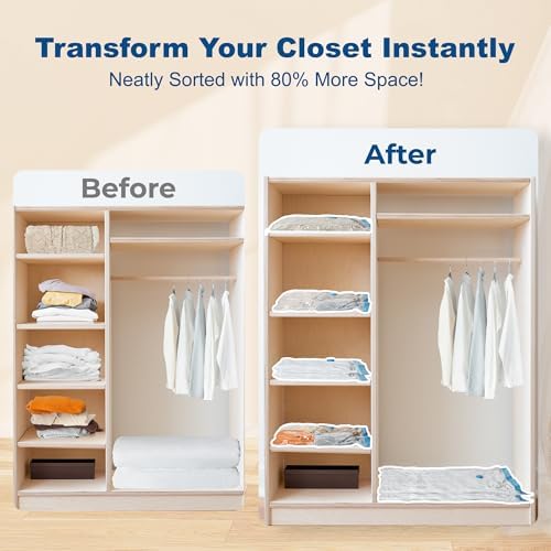 HOUSE DAY 10 Jumbo Vacuum Storage Bags with Pump,Space Saving Vacuum Seal Bags For Clothing Travel, Vacuum Storage Bags For Clothes, Comforters, Blankets, Pillows, Bedding, Moving, Travel, Hand Pump - Image 2