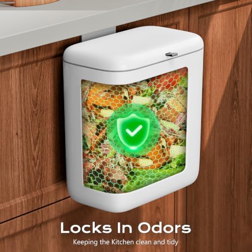 Hanging Trash Can with Lid, Kitchen Compost Bin, Waterproof Odor-Blocking Countertop Trash Can for Cabinet Door, Under Sink, Bathroom, RV and Office - Image 3