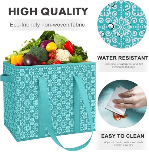 Reusable Grocery Bags 4 Pack, Foldable & Water Resistant Shopping Bags - Image 2