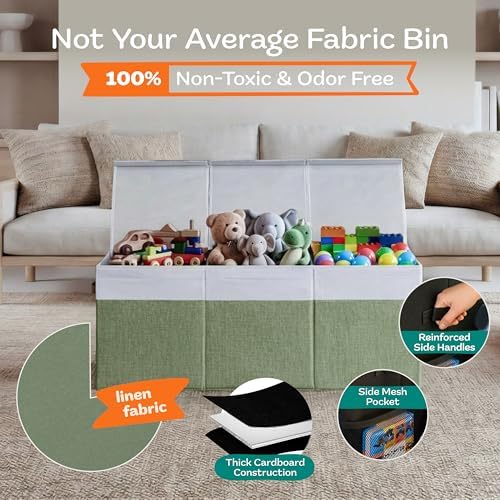 SoftOwl Extra Large Toy Storage Organizer with Lid - Sturdy, Collapsible Toy Chest Storage Box Design - Toys Bin with Dividers for Kids, Nursery, Bedroom, Playroom 37"x16"x14" - Image 4