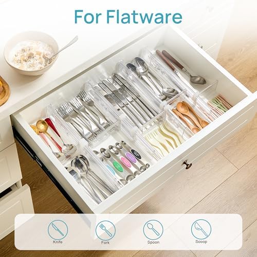 Vtopmart 2.36" Drawer Dividers with Expandable Inserts, 12.8"-22.3", 8 Pack - Image 5