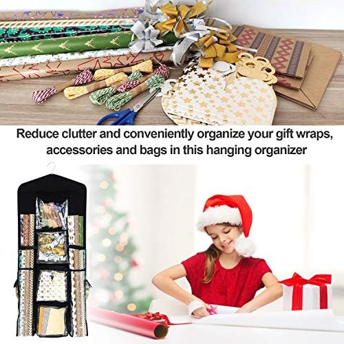SumDirect Black Double Sided Hanging Gift Wrap Organizer, Wrapping Paper Gift Bag Storage - Image 5