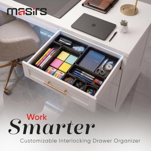 Interlocking Drawer Organizer Bins 8 Pcs, Desk Drawer Organizer Tray Set - Image 6