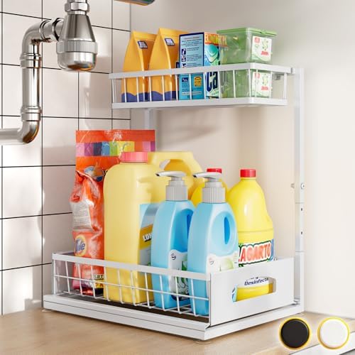 Under Sink Organizer, 1-Pack L-Shaped Metal Pull-Out Drawers for Kitchen by Fabutier