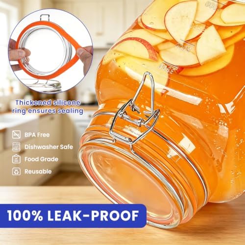 Qianfenie 1.1 Gallon Wide Mouth Airtight Glass Storage Containers with Lids - Image 4