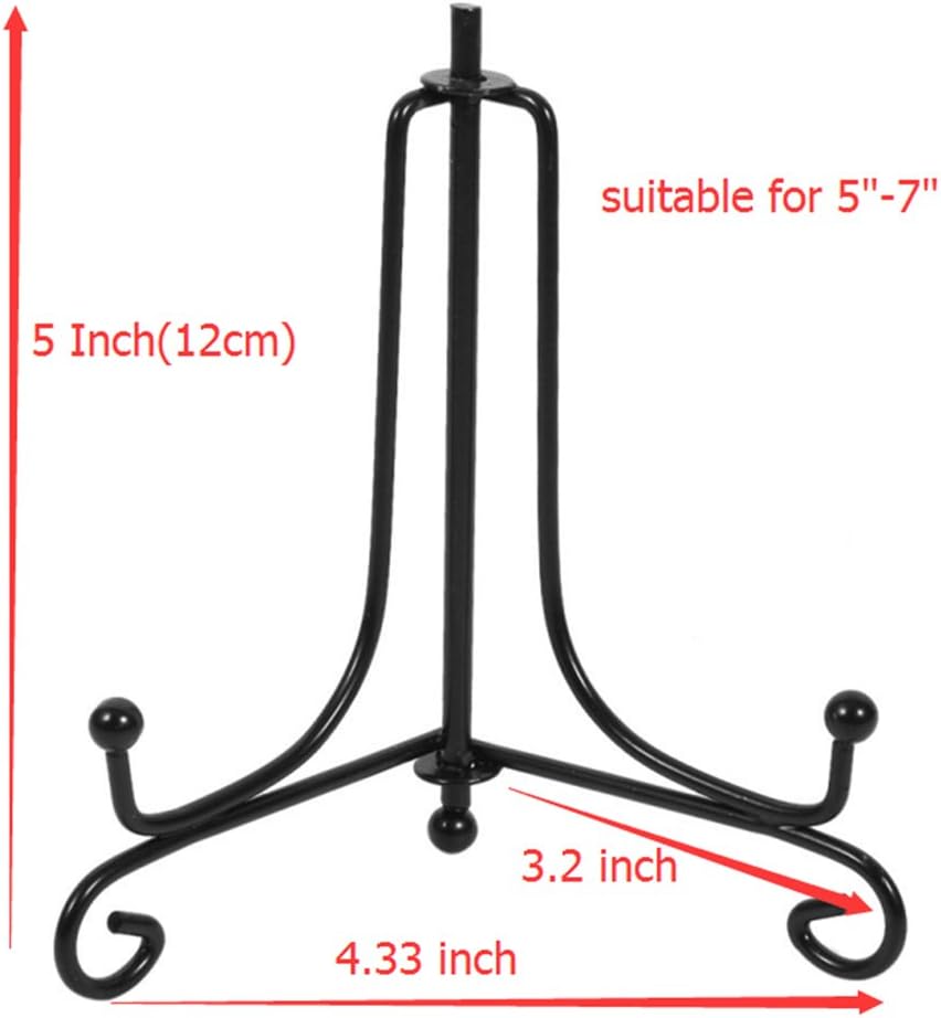 (2 pack)Iron Display Stand, Black Iron Easel Plate Display Photo Holder Stand, Displays Picture Frames, Cookbooks, Decorative Plates, Tablets and Art 5 Inch