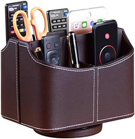 PU Leather 360° Rotatable Remote Control Holder,Nightstand TV Remote Caddy by PUSU