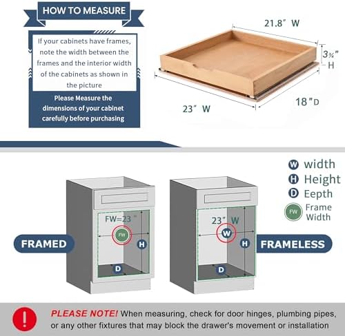 Pull Out Cabinet Drawers - 6x2 Size Options (12-23'W,18-21'D), Pre-Assembled with Soft Close Slides, Solid Beechwood, Easy Installation(23'W x 18'D) - Image 2