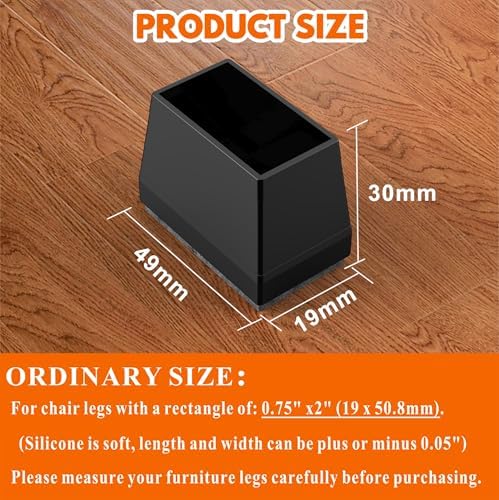 Rectangle Chair Leg Protectors for Hardwood Floors.(Black, 0.75 x 2”) - Image 2