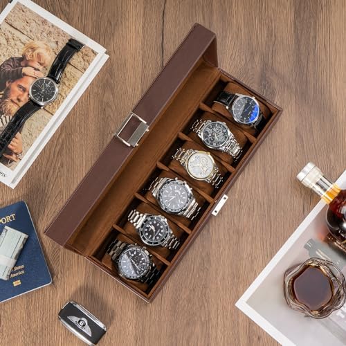 ProCase Watch Box, 6 Slot Mens Watch Display Case, Espresso - Image 4