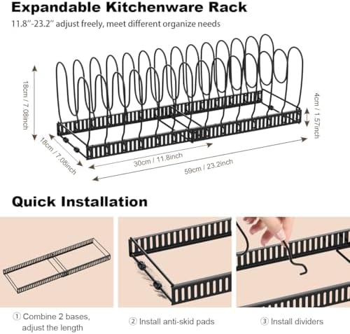 Housolution 2 Pack Pot and Pan Lid Organizer Holder Storage Rack, Black - Image 5