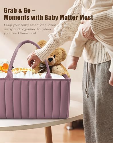 SWEET DOLPHIN 2-Pack Baby Diaper Caddy Organizers, Stylish Storage Baskets for Newborn Essentials, Diaper Station & Car Travel, Value Bundle for Baby Shower Gifts & Registry Must-Haves - Tan - Image 5