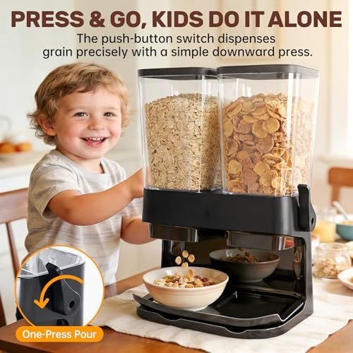 Cereal Dispenser Countertop 2 Pack, Double 3L Airtight - Image 3