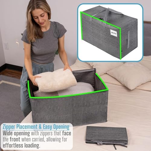 VENO 8 Pack Extra Large Heavy Duty Moving Bags with Wide Opening & Reinforced Handles, Reusable Storage Tote Bags with Strong Zippers for Clothes, College Dorm Essentials & Moving Supplies - Image 2
