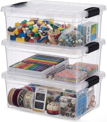 Superio 6.6 Quart Clear Plastic Storage Boxes with Lids, Stackable Organizer Containers, BPA-Free Storage Bins for Home, Office, School & Dorm, 3 Pack by Superio