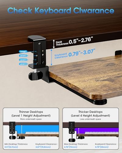 Small Keyboard Tray Under Desk, Pull Out Keyboard & Mouse Tray for Typing - Image 5