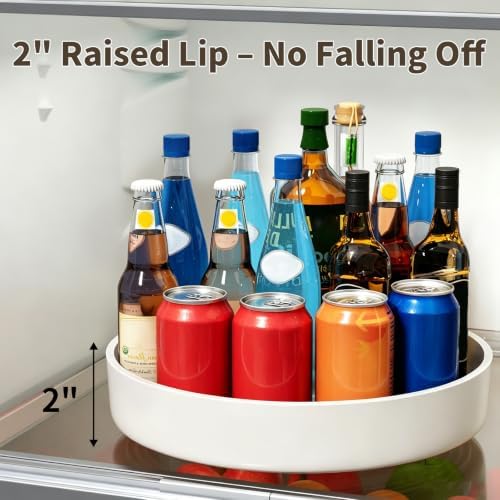 11.8" Lazy Susan Organizer for Cabinet, Turntable Spice Rack with Non-Slip Base & Raised Lip, Pantry Organization and Storage, Kitchen, Fridge, Makeup Vanity, Bathroom Countertop, Under Sink - Image 5
