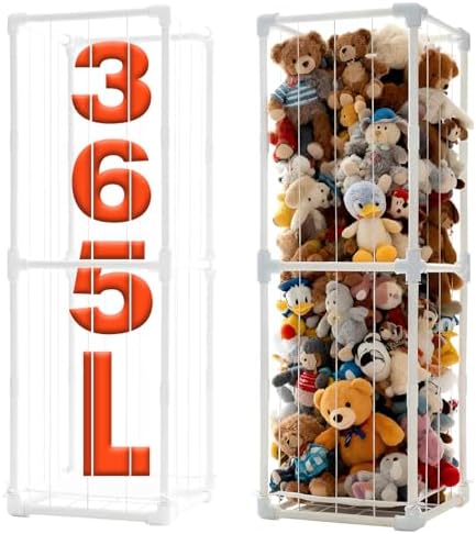 Stuffed Animal Storage Organizer, 58" Extra Large Zoo Cage for 80+ Plushies, Upgraded Quick-Lock Vertical Toy Holder for Kids Room & Playroom (White) - Image 3