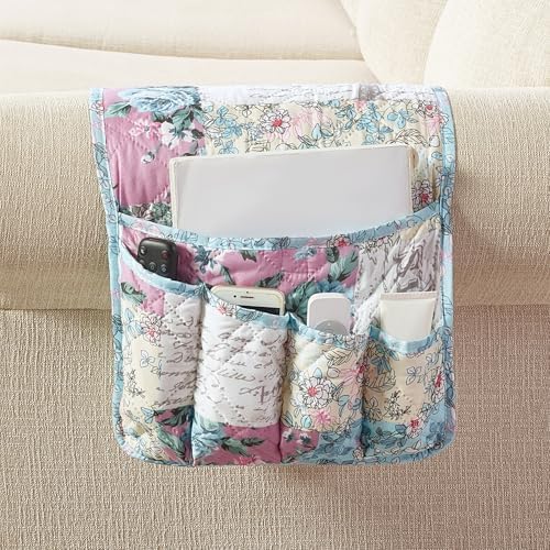 Brilliant Sunshine Lilac & Egg Blue Rose Couch Armrest Organizer, 35"×13" by BrilliantSunshine