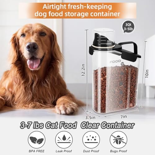LEAWALK 3-5LBS Airtight Pet Food Storage Containers PBA-free, With Large Nozzle/Measuring Cup/ 4 Press Buckle for Dogs, Cats, Birds, Chicken Lndoor and Outdoor Use -Black 2-pack - Image 5