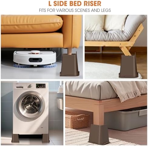 MYMULIKE Bed Risers Heavy Duty, Oversized Furniture Risers, Support Up to 6000 Lbs, Lift 8 inch for Couch, Sofa, Table,Chair (Dark Brown 4 Pack, 8 inch) - Image 5