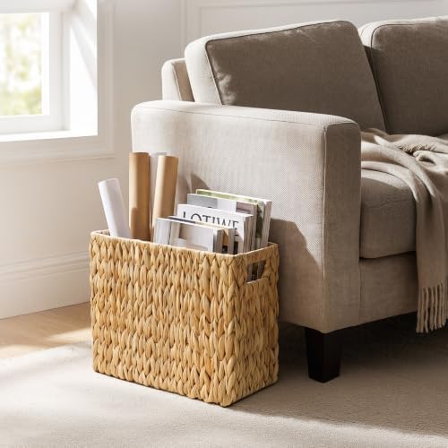 Magazine Holder with Handle, Handwoven Magazine Basket - Image 6