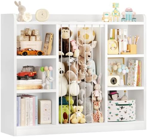ONBRILL 2-in-1 Toy & Stuffed Animal Organizer, Kids 6-Cube Storage Shelf with Rounded Corners & Anti-Tip for Playroom Bedroom by ONBRILL