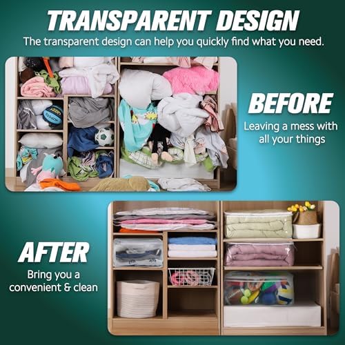 HIBAG 10 Gallon Large Storage Bag for Clothes, Zipper Clothing Storage Bag, Clear Organizer with Reinforced Handles, for Closet and Underbed Storage (2 Pack) - Image 4