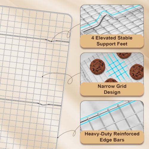 Briout 2PCS Cooling Racks for Cooking and Baking,10"x14.75"Wire Rack,Silver - Image 3