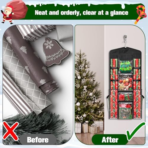 AHIER Hanging Gift Bag Wrapping Paper Organizer Storage, 40"x17" - Image 5