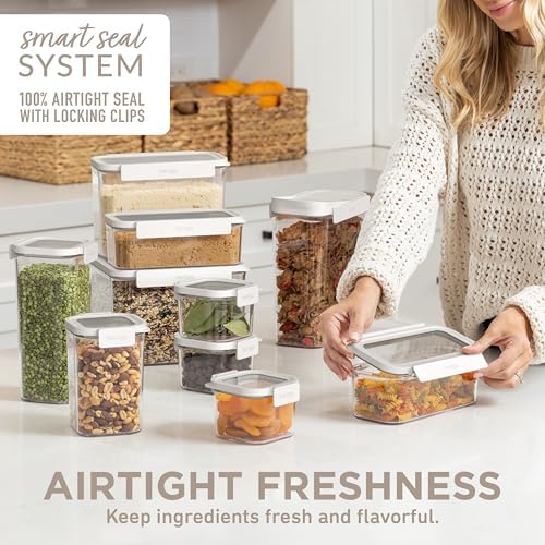 Bentgo Pantry - 22-Piece Airtight Food Storage Containers, Clear and Stackable Kitchen and Pantry Organization Set, Locking Lids for Freshness, Bonus Cereal Lid & Scoop, BPA-Free Plastic (Snow) - Image 4